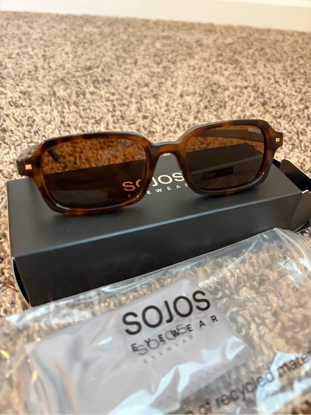 Women’s SOJOS Tortoise Rectangular Sunglasses - Brown Lenses